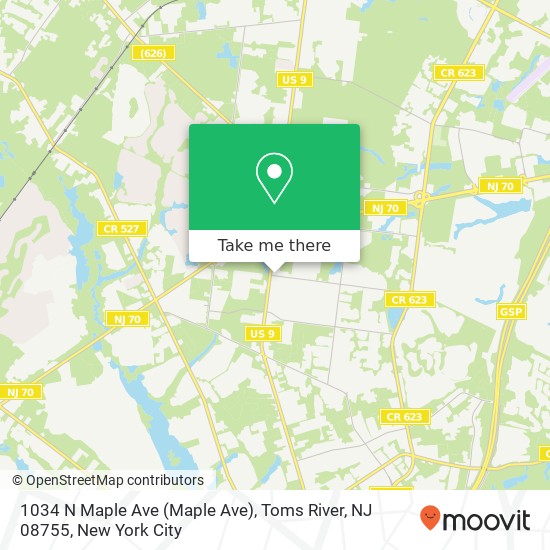 Mapa de 1034 N Maple Ave (Maple Ave), Toms River, NJ 08755