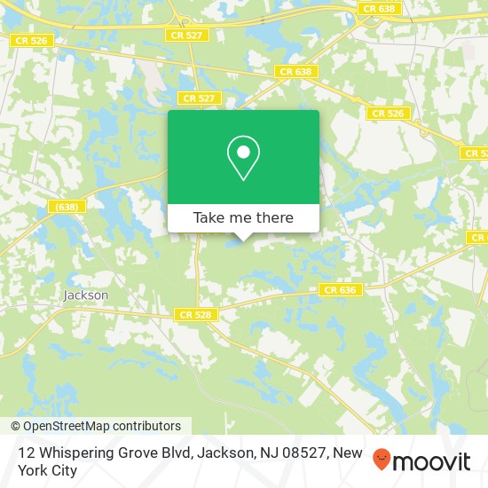 Mapa de 12 Whispering Grove Blvd, Jackson, NJ 08527