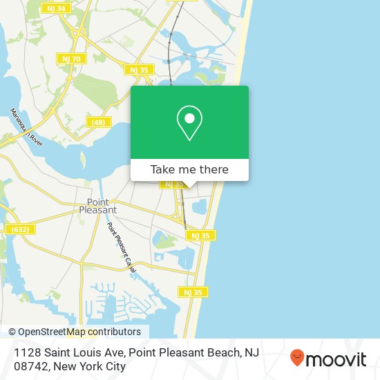 Mapa de 1128 Saint Louis Ave, Point Pleasant Beach, NJ 08742