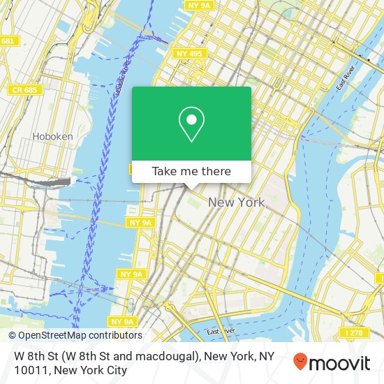 Mapa de W 8th St (W 8th St and macdougal), New York, NY 10011