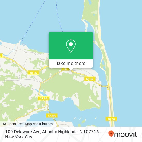 Mapa de 100 Delaware Ave, Atlantic Highlands, NJ 07716