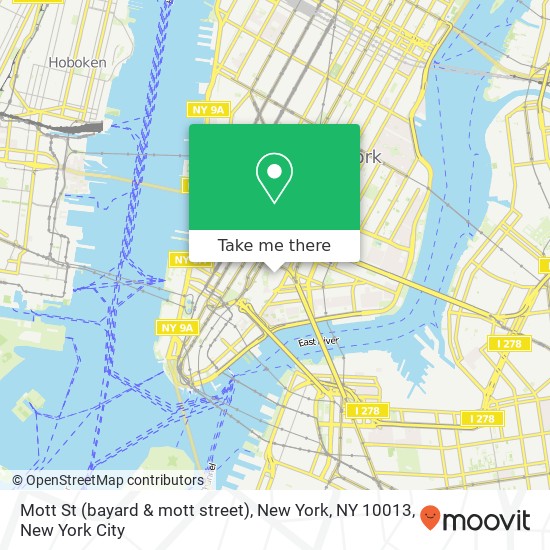 Mapa de Mott St (bayard & mott street), New York, NY 10013