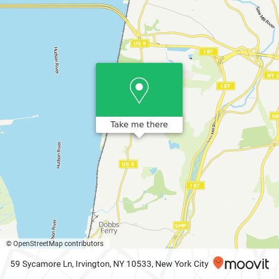 Mapa de 59 Sycamore Ln, Irvington, NY 10533