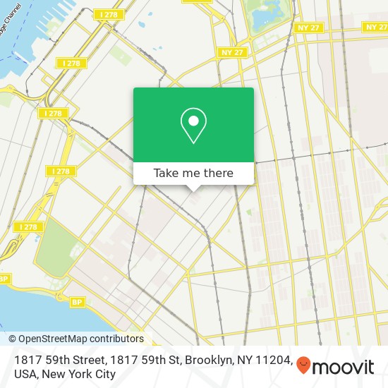 Mapa de 1817 59th Street, 1817 59th St, Brooklyn, NY 11204, USA