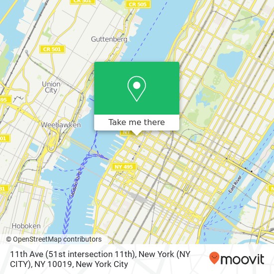 11th Ave (51st intersection 11th), New York (NY CITY), NY 10019 map