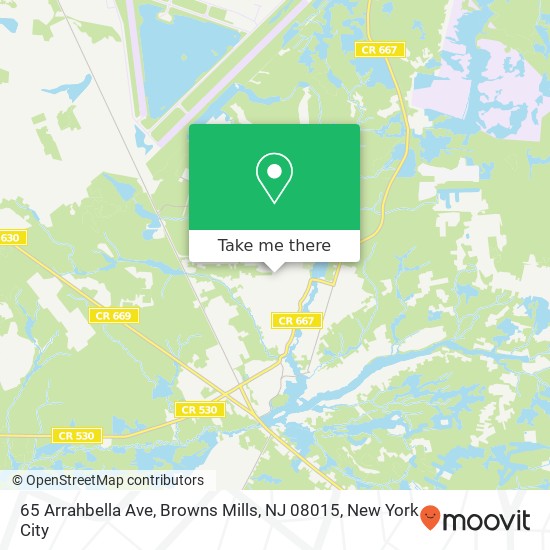 Mapa de 65 Arrahbella Ave, Browns Mills, NJ 08015