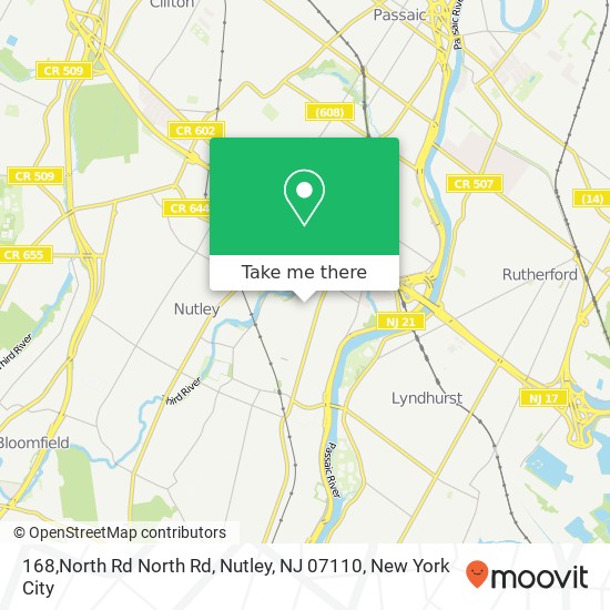 Mapa de 168,North Rd North Rd, Nutley, NJ 07110