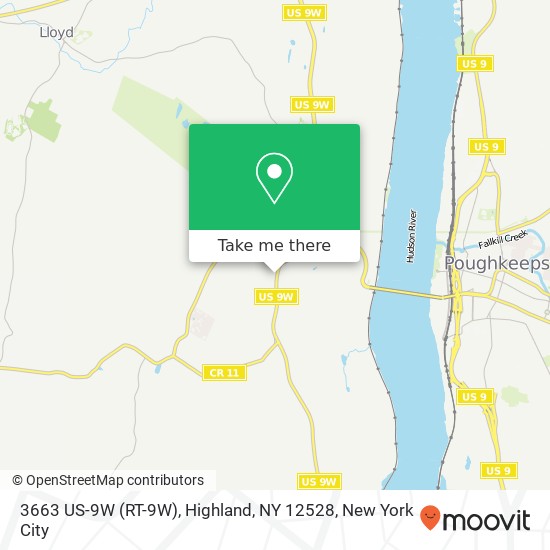 Mapa de 3663 US-9W (RT-9W), Highland, NY 12528