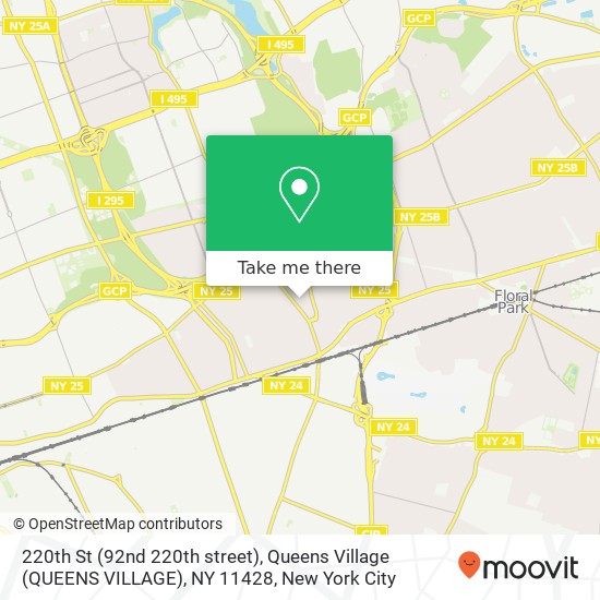 Mapa de 220th St (92nd 220th street), Queens Village (QUEENS VILLAGE), NY 11428