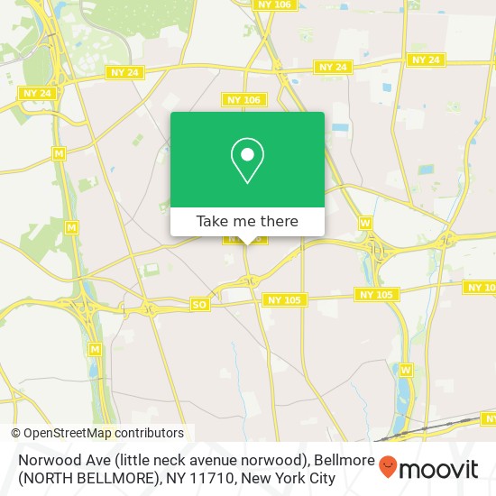 Mapa de Norwood Ave (little neck avenue norwood), Bellmore (NORTH BELLMORE), NY 11710