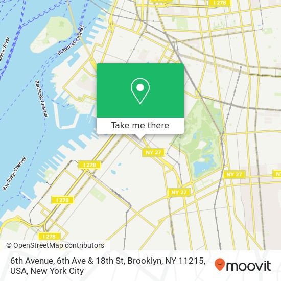 6th Avenue, 6th Ave & 18th St, Brooklyn, NY 11215, USA map