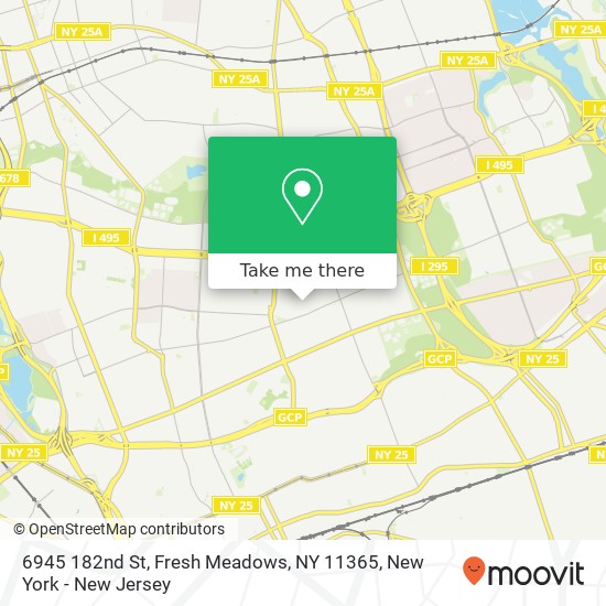 Mapa de 6945 182nd St, Fresh Meadows, NY 11365