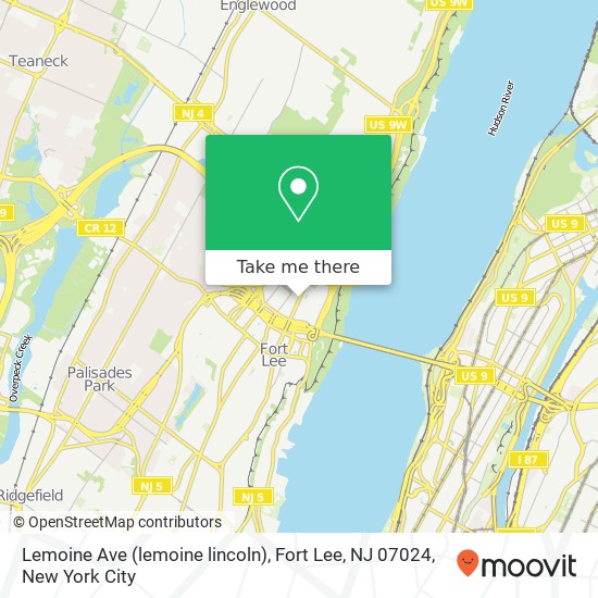 Mapa de Lemoine Ave (lemoine lincoln), Fort Lee, NJ 07024