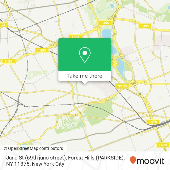 Mapa de Juno St (69th juno street), Forest Hills (PARKSIDE), NY 11375