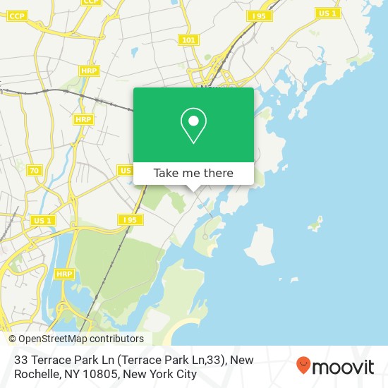Mapa de 33 Terrace Park Ln (Terrace Park Ln,33), New Rochelle, NY 10805