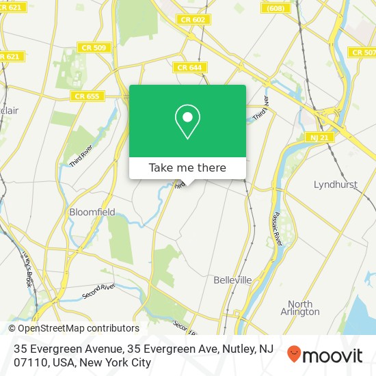 35 Evergreen Avenue, 35 Evergreen Ave, Nutley, NJ 07110, USA map