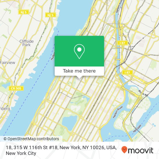 Mapa de 18, 315 W 116th St #18, New York, NY 10026, USA