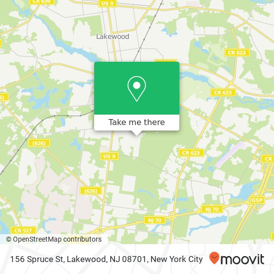 Mapa de 156 Spruce St, Lakewood, NJ 08701