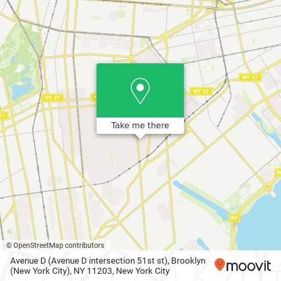 Mapa de Avenue D (Avenue D intersection 51st st), Brooklyn (New York City), NY 11203