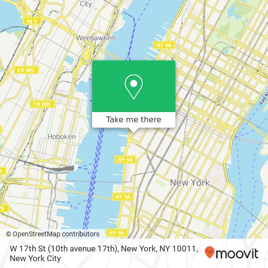 Mapa de W 17th St (10th avenue 17th), New York, NY 10011