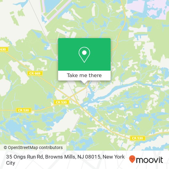 Mapa de 35 Ongs Run Rd, Browns Mills, NJ 08015