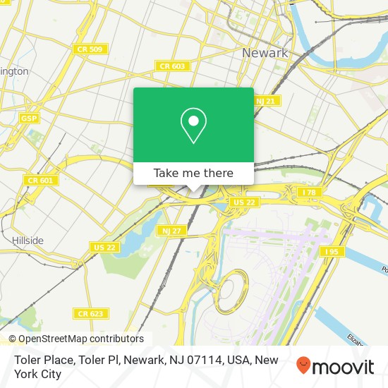 Mapa de Toler Place, Toler Pl, Newark, NJ 07114, USA