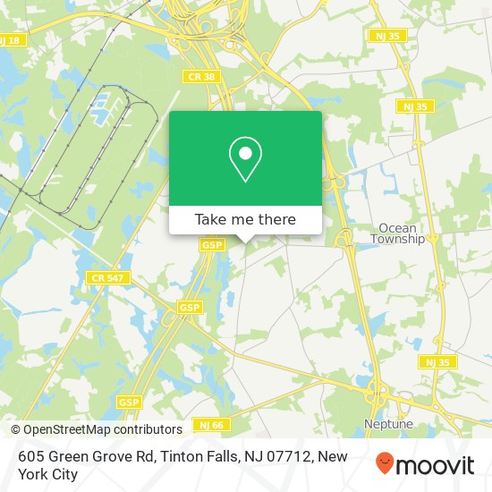 Mapa de 605 Green Grove Rd, Tinton Falls, NJ 07712