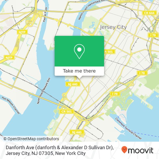 Mapa de Danforth Ave (danforth & Alexander D Sullivan Dr), Jersey City, NJ 07305