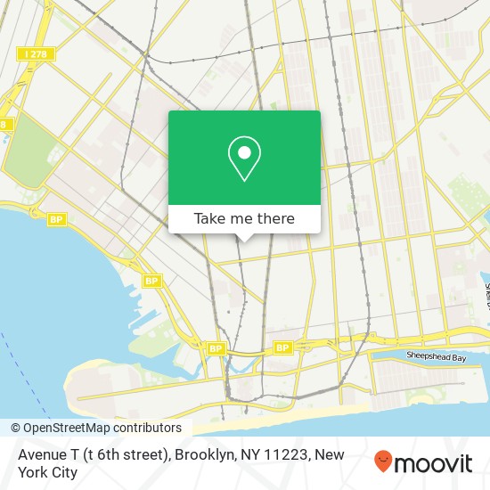 Avenue T (t 6th street), Brooklyn, NY 11223 map
