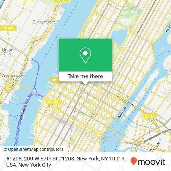 #1208, 200 W 57th St #1208, New York, NY 10019, USA map