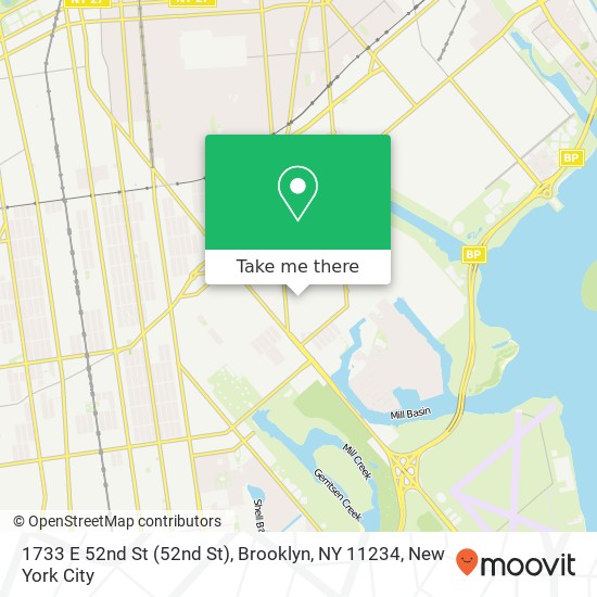 Mapa de 1733 E 52nd St (52nd St), Brooklyn, NY 11234