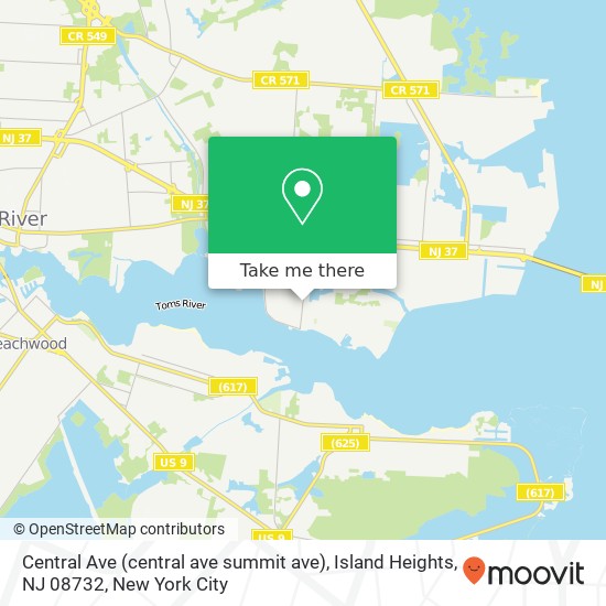 Mapa de Central Ave (central ave summit ave), Island Heights, NJ 08732