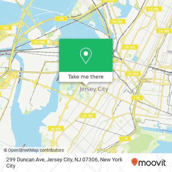 Mapa de 299 Duncan Ave, Jersey City, NJ 07306