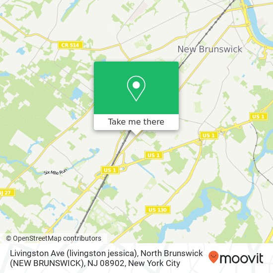 Mapa de Livingston Ave (livingston jessica), North Brunswick (NEW BRUNSWICK), NJ 08902