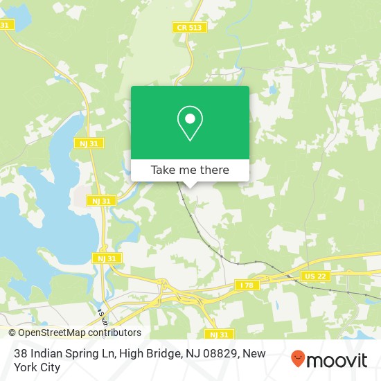 Mapa de 38 Indian Spring Ln, High Bridge, NJ 08829