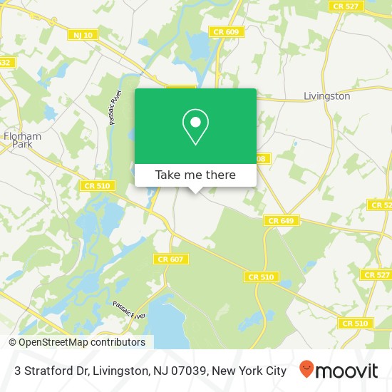 Mapa de 3 Stratford Dr, Livingston, NJ 07039