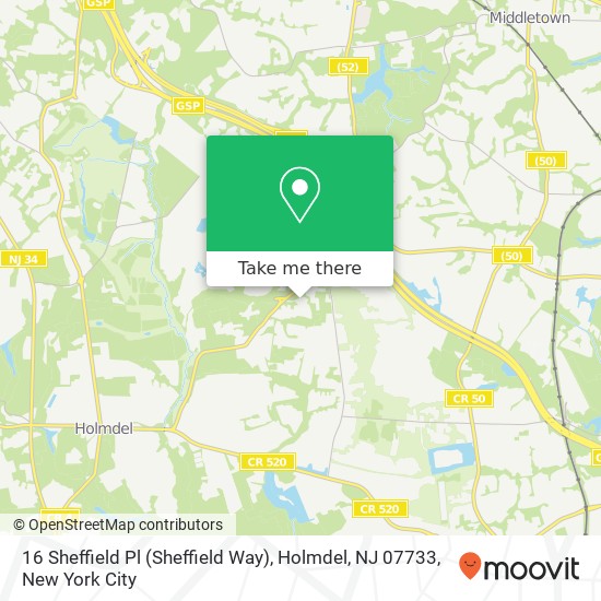 Mapa de 16 Sheffield Pl (Sheffield Way), Holmdel, NJ 07733