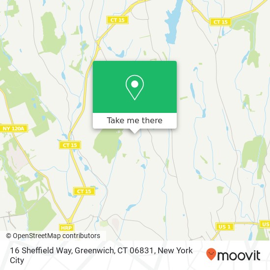 Mapa de 16 Sheffield Way, Greenwich, CT 06831