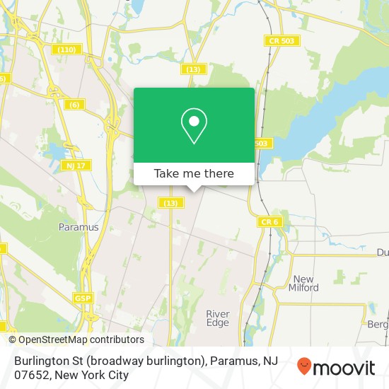 Mapa de Burlington St (broadway burlington), Paramus, NJ 07652