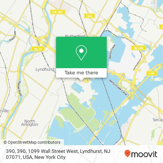 Mapa de 390, 390, 1099 Wall Street West, Lyndhurst, NJ 07071, USA