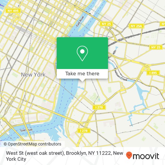 Mapa de West St (west oak street), Brooklyn, NY 11222