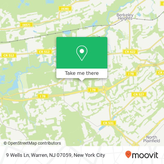 Mapa de 9 Wells Ln, Warren, NJ 07059