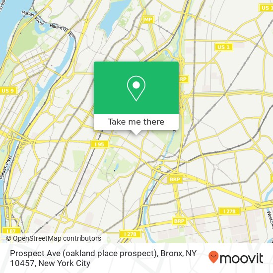 Mapa de Prospect Ave (oakland place prospect), Bronx, NY 10457