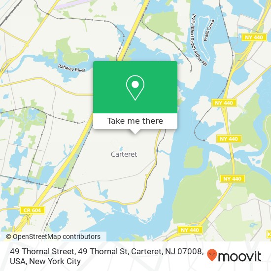 Mapa de 49 Thornal Street, 49 Thornal St, Carteret, NJ 07008, USA