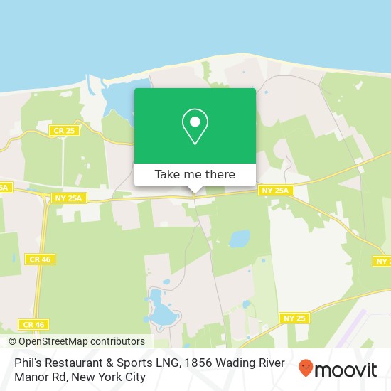 Phil's Restaurant & Sports LNG, 1856 Wading River Manor Rd map