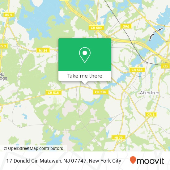 Mapa de 17 Donald Cir, Matawan, NJ 07747