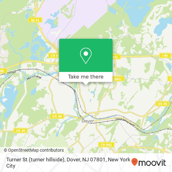 Mapa de Turner St (turner hillside), Dover, NJ 07801