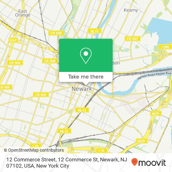 12 Commerce Street, 12 Commerce St, Newark, NJ 07102, USA map
