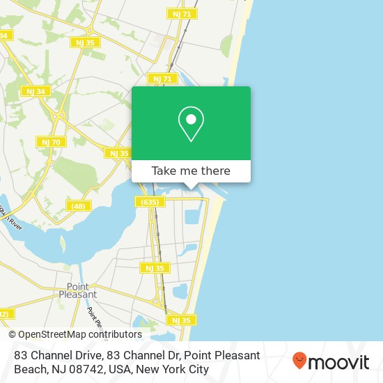 Mapa de 83 Channel Drive, 83 Channel Dr, Point Pleasant Beach, NJ 08742, USA