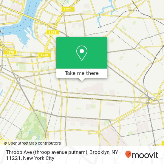 Mapa de Throop Ave (throop avenue putnam), Brooklyn, NY 11221